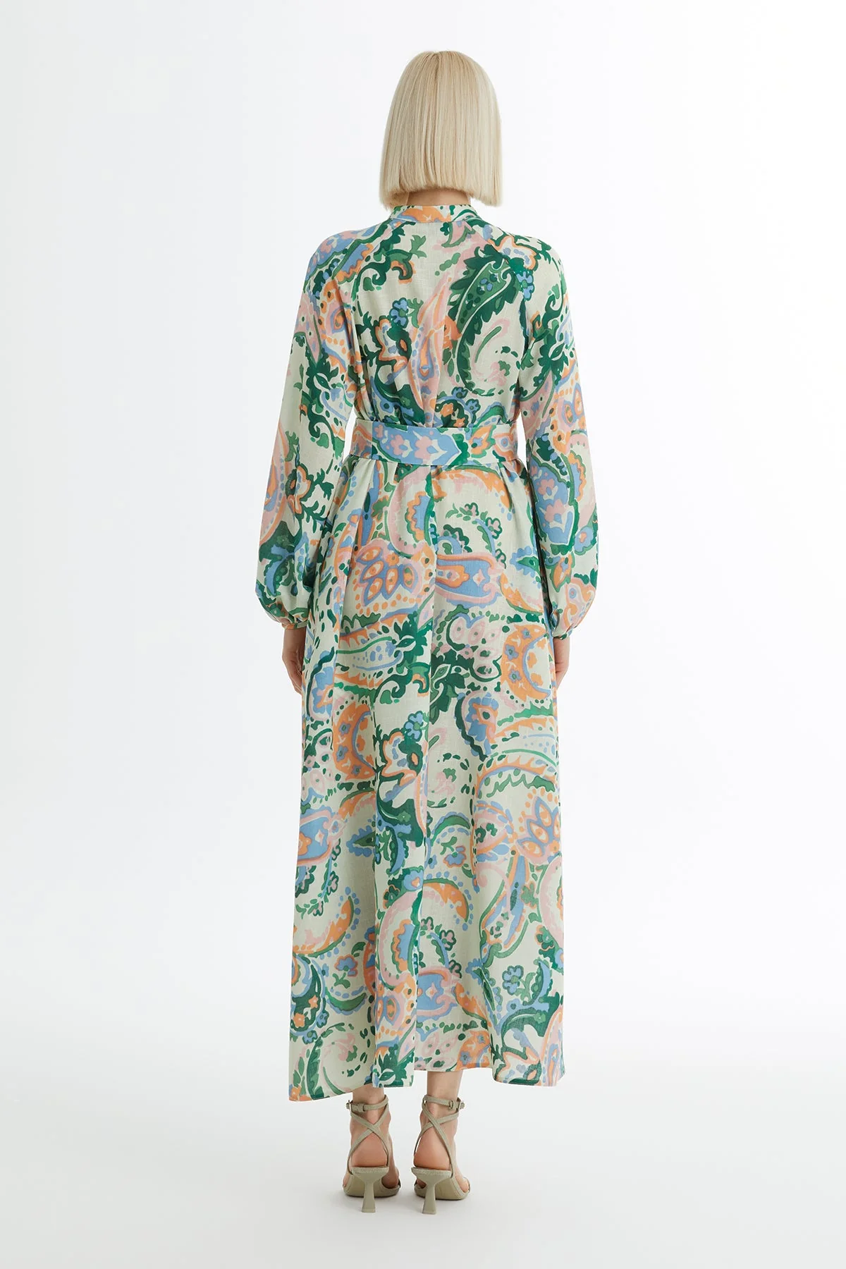 Puff Sleeve Embroidered Dress - Image 5