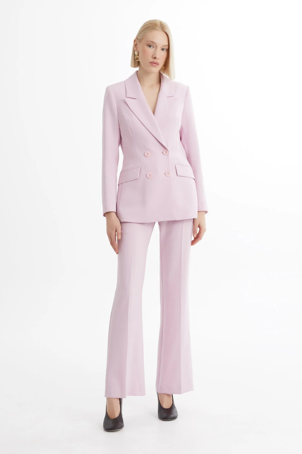 Purple Blazer and Straight-Leg Trouser Set