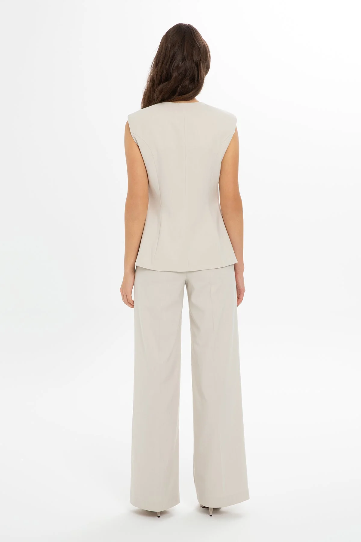 Set with Padded Vest Wide-Leg Pants - Image 4