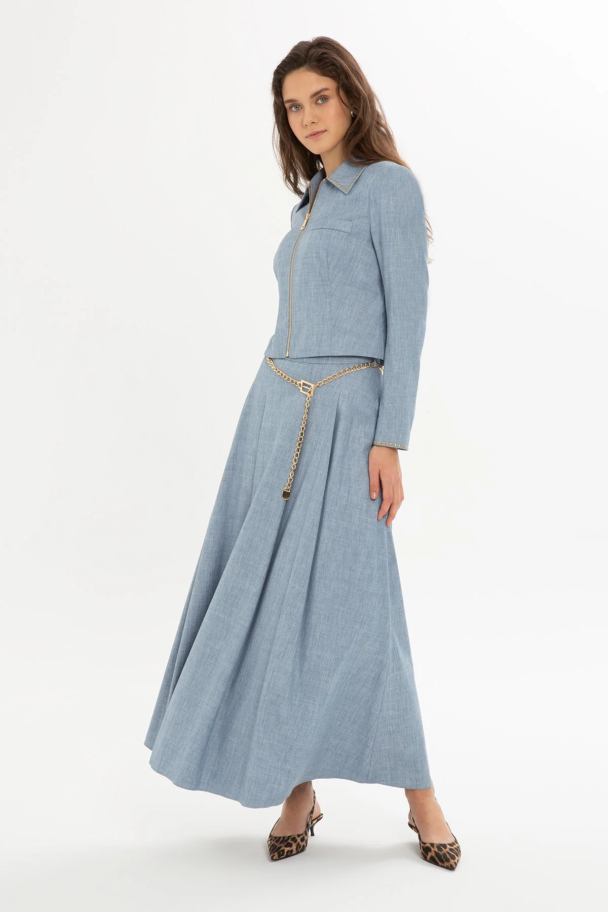 Set with Zipper Jacket Fla Skirt - Image 3