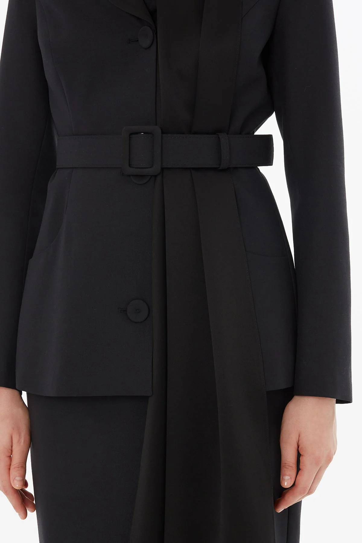 Shawl Collar Detailed Jacket and Pencil Skirt Set - Image 2