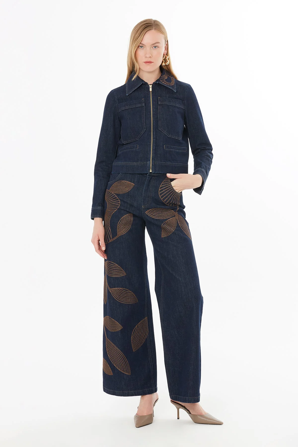 Denim Jacket with Shirt Collar - Image 4