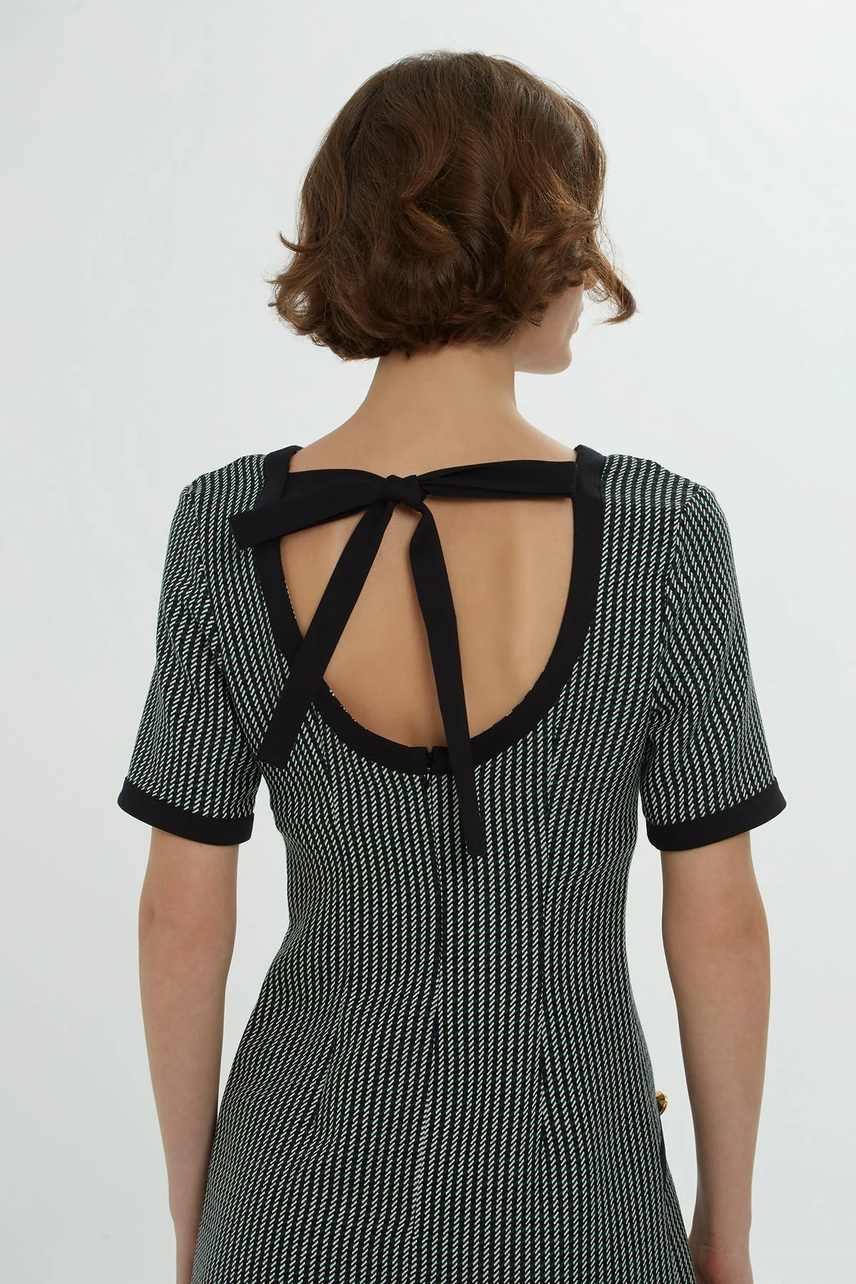 Short-Sleeve Striped Knee-Length Dress - Image 3