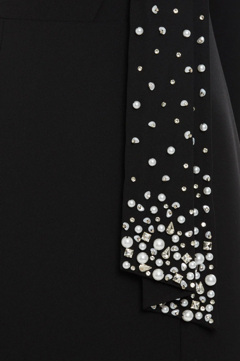Black Stone-Embellished Long Dress - Image 2
