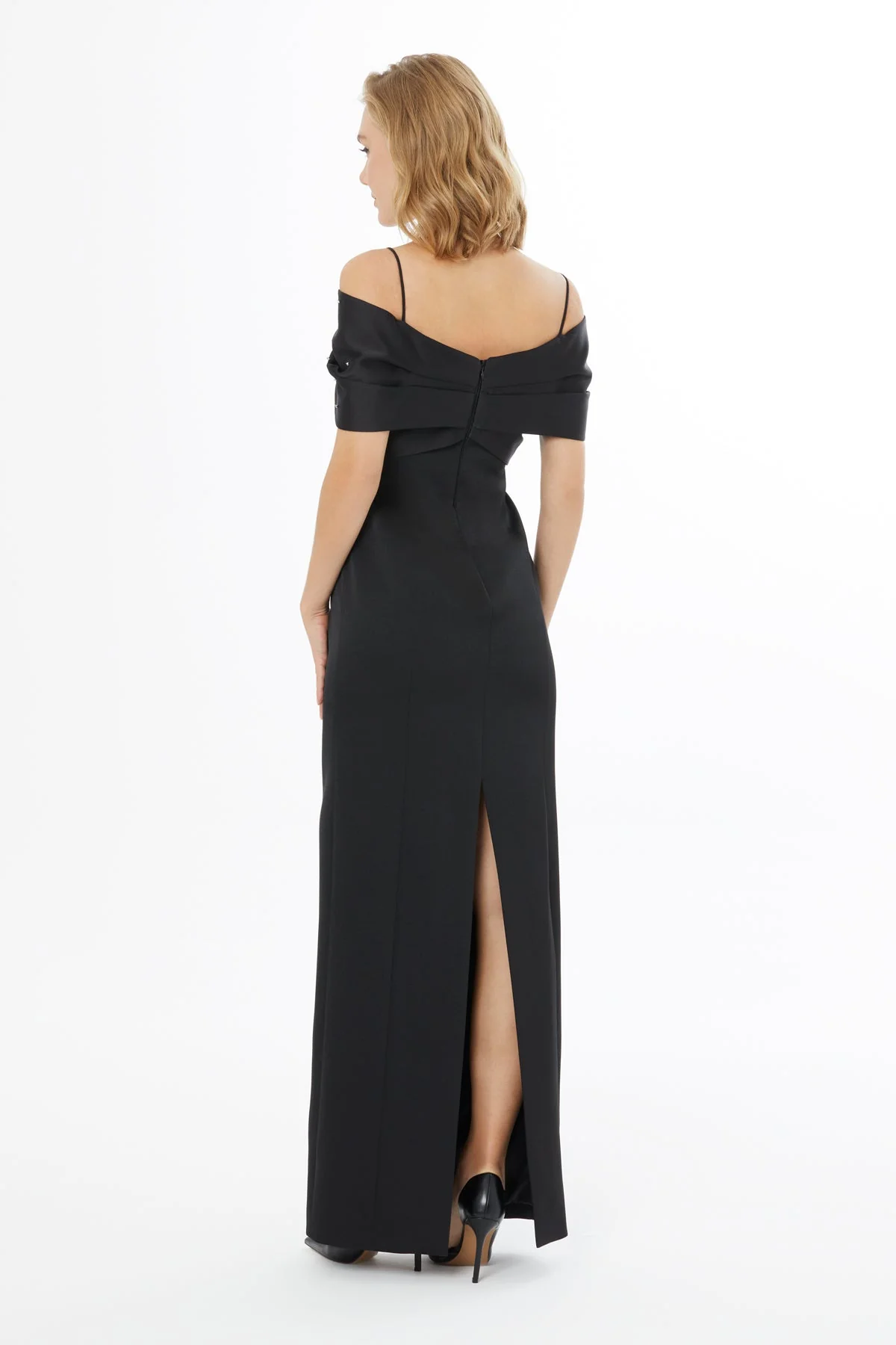 Black Off-Shoulder Long Dress - Image 3