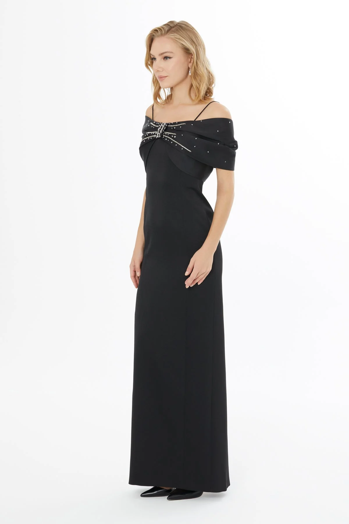 Black Off-Shoulder Long Dress - Image 4