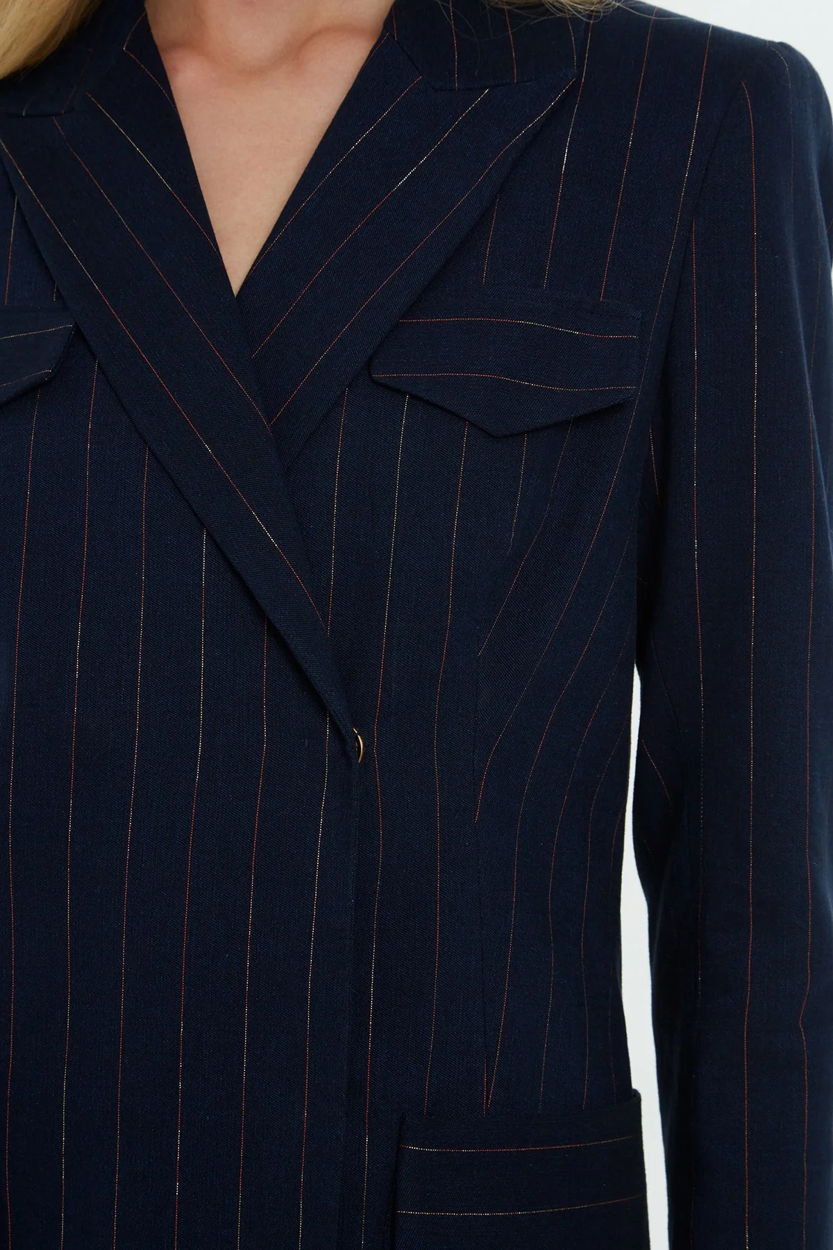 Striped Button-Sleeve Blazer - Image 3