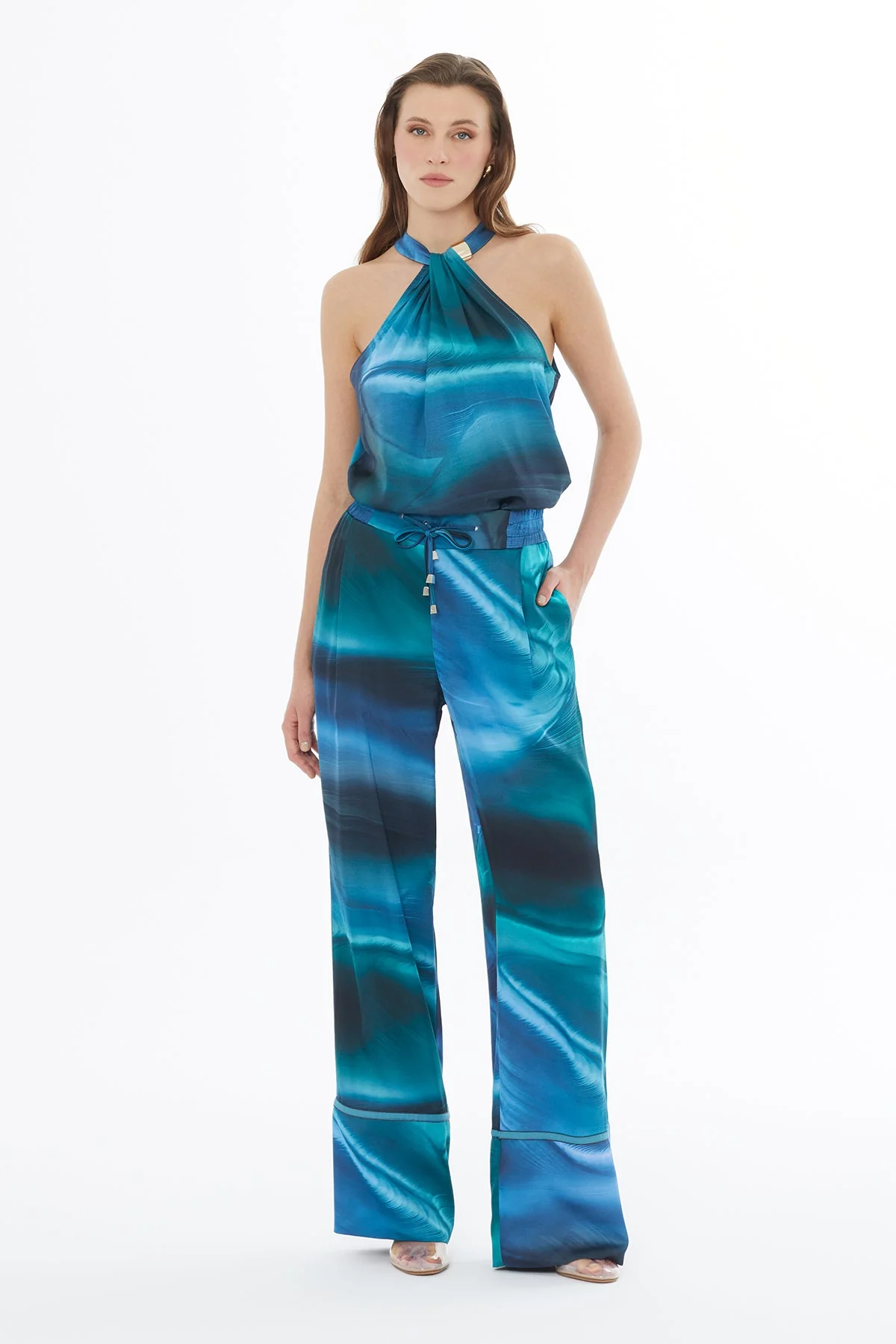 Printed Wide-Leg Trousers