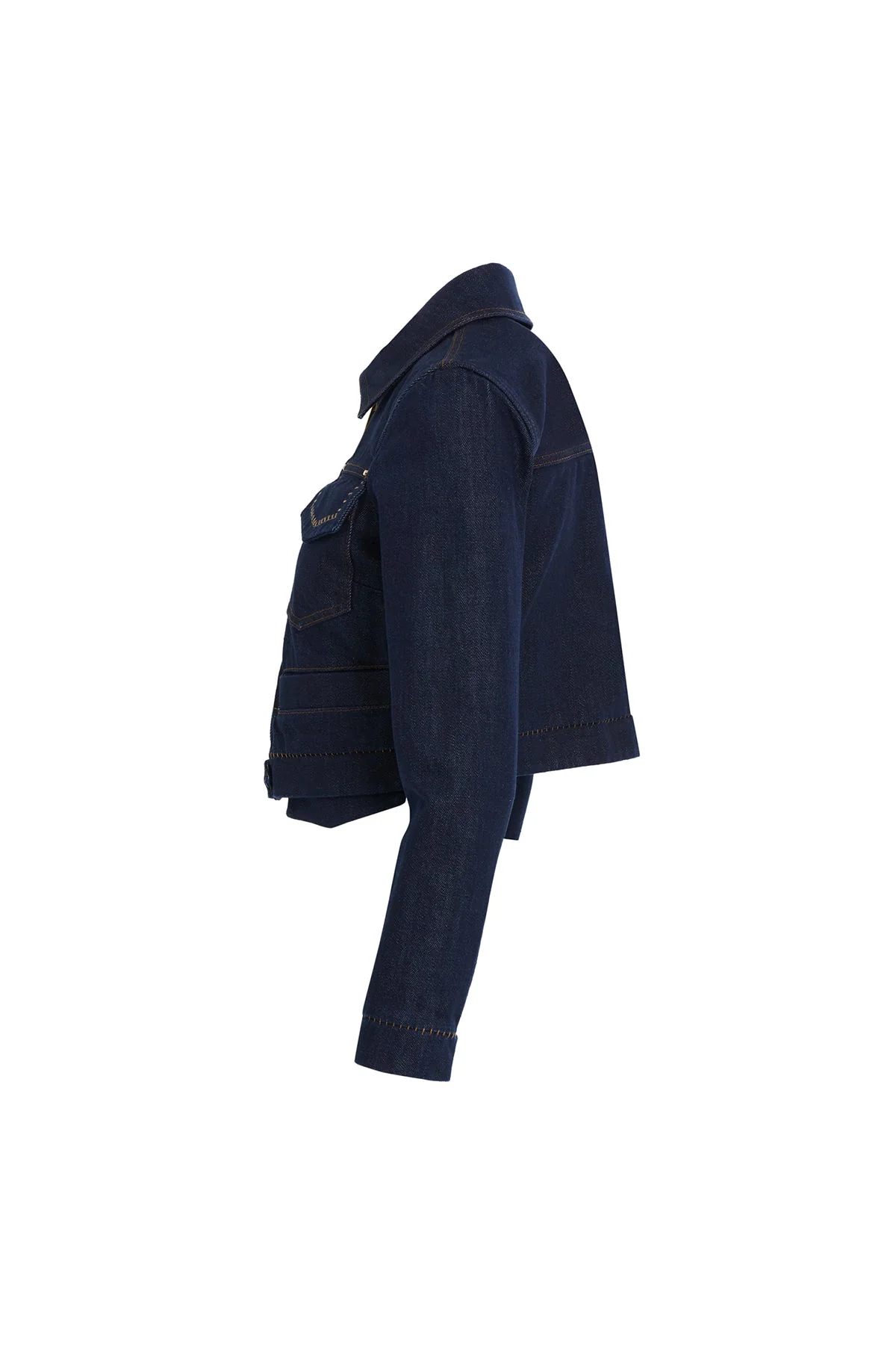 Stud-Detail Cropped Denim Jacket - Image 6