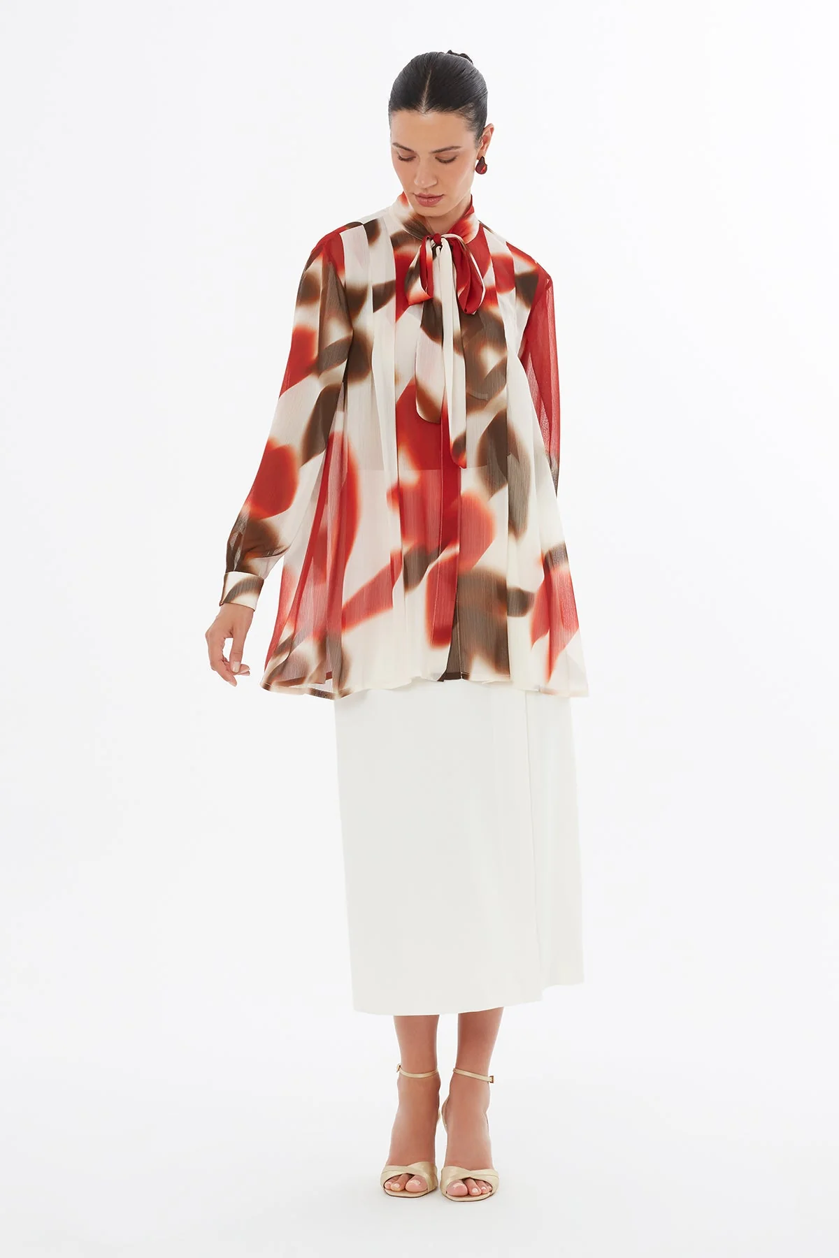 Tie Detail Balloon Sleeve Blouse