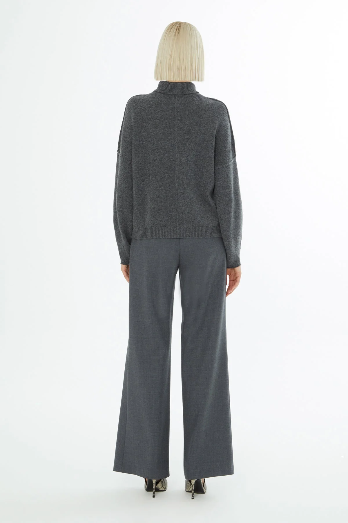 Grey Long-Sleeve Turtleneck Sweater - Image 5