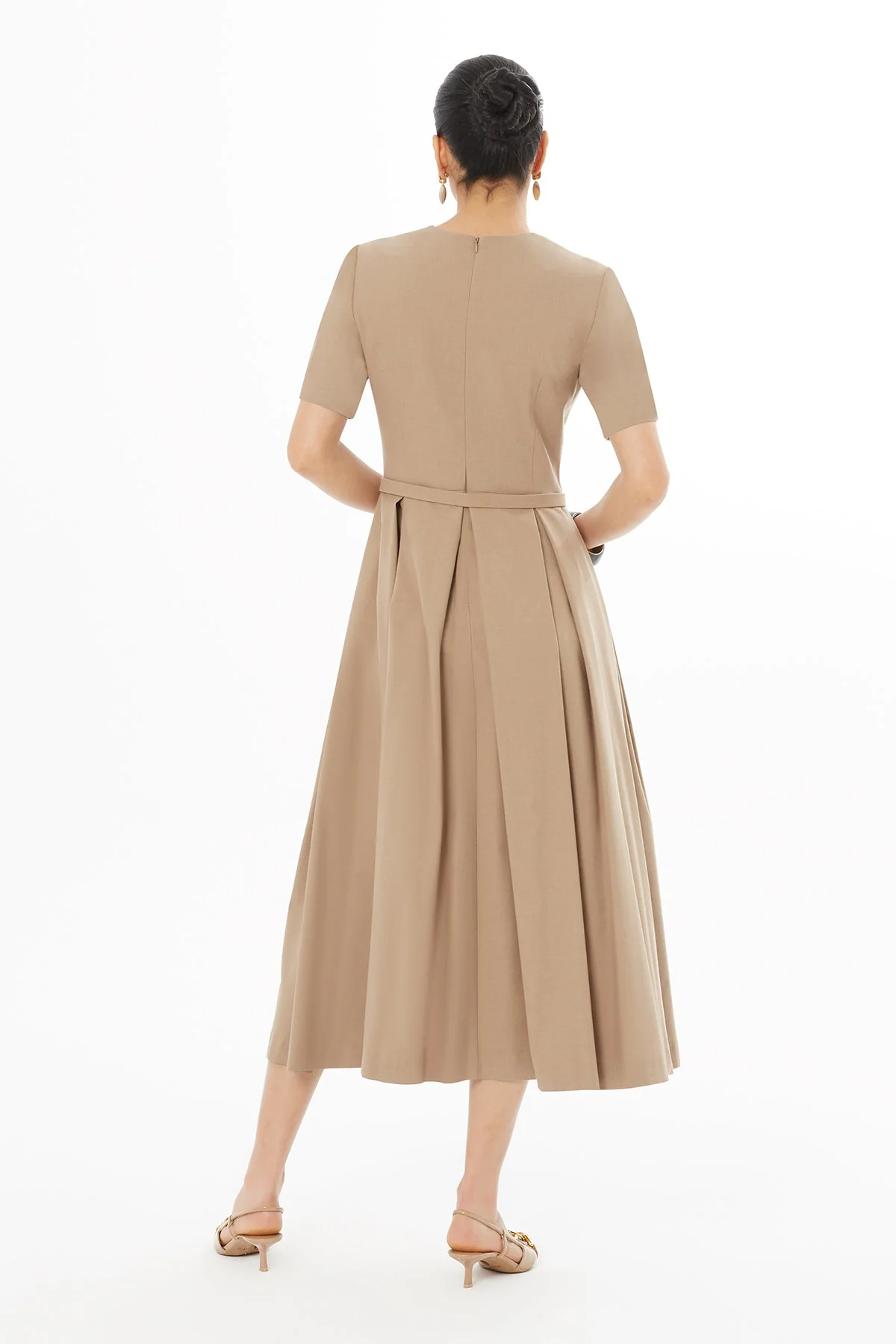 V-Neck Pleated Hem Long Dress - Image 4