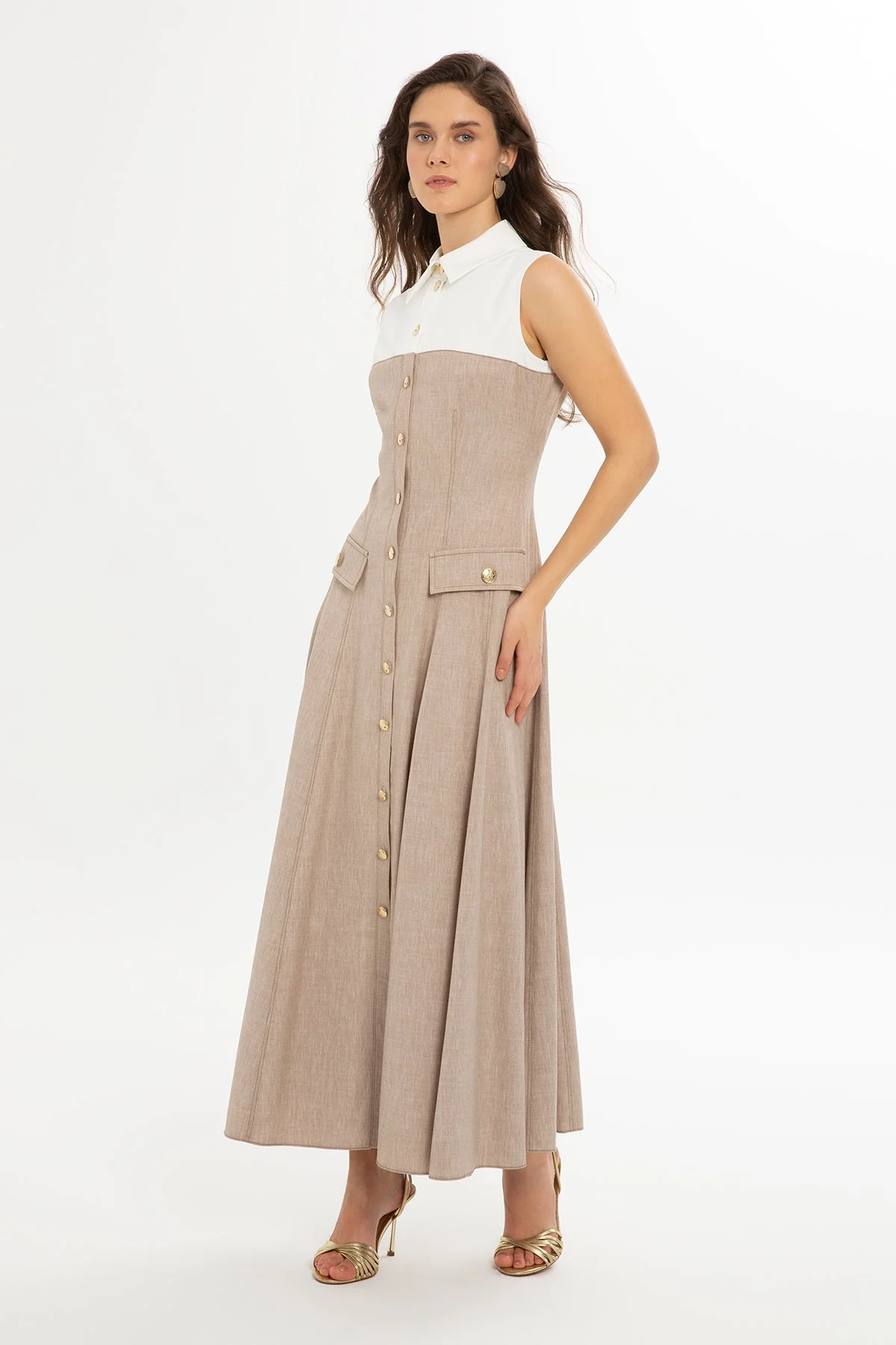 Waisted Ruffled Long Dress - Image 3