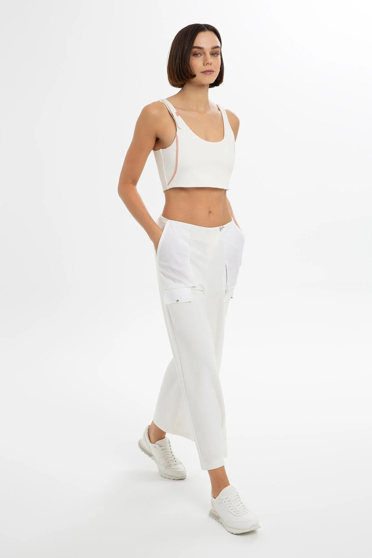 White Ankle-Length Sweatpants