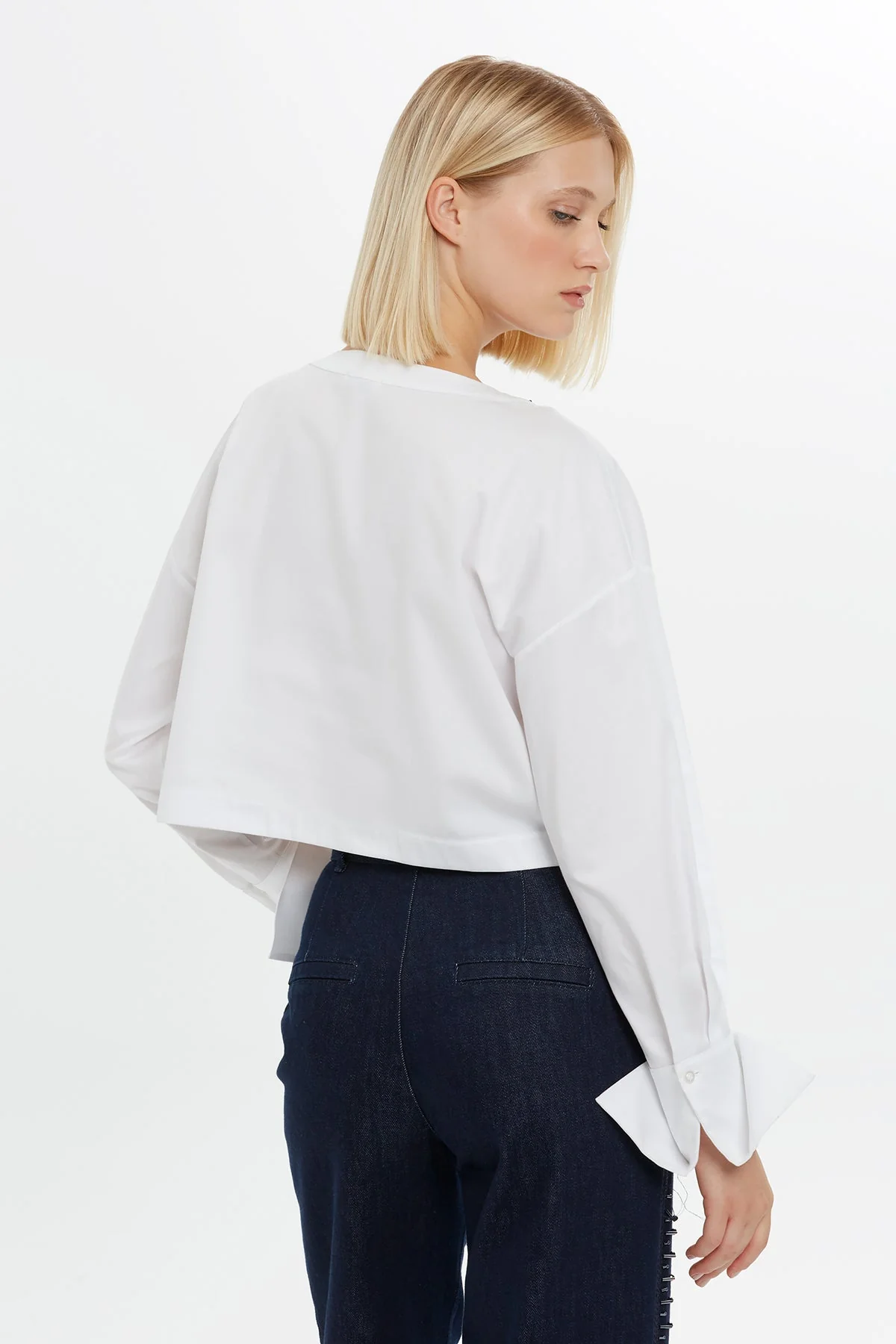 White Beaded Collar Detail Blouse - Image 3