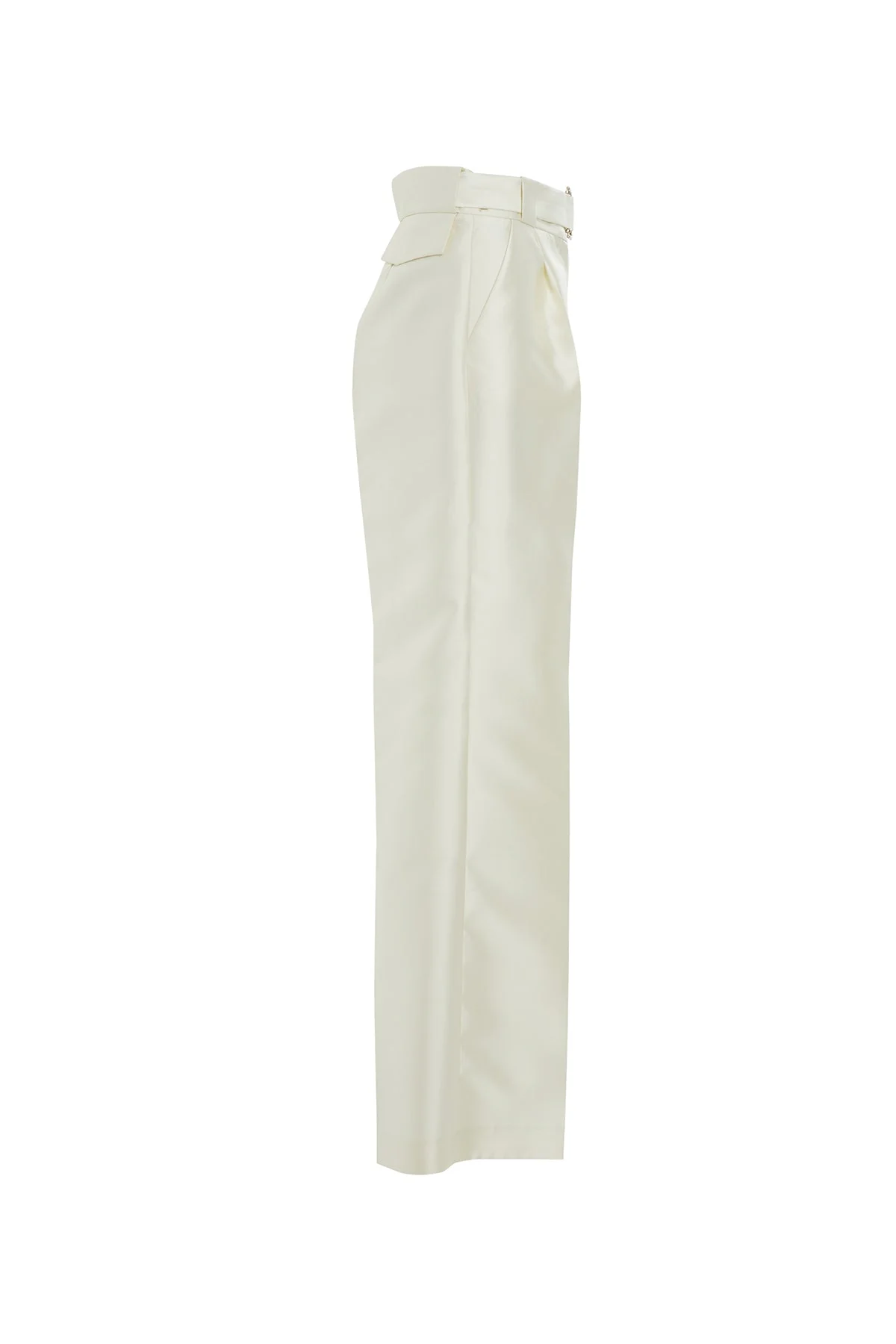 White Belted Wide-Leg Pants - Image 2