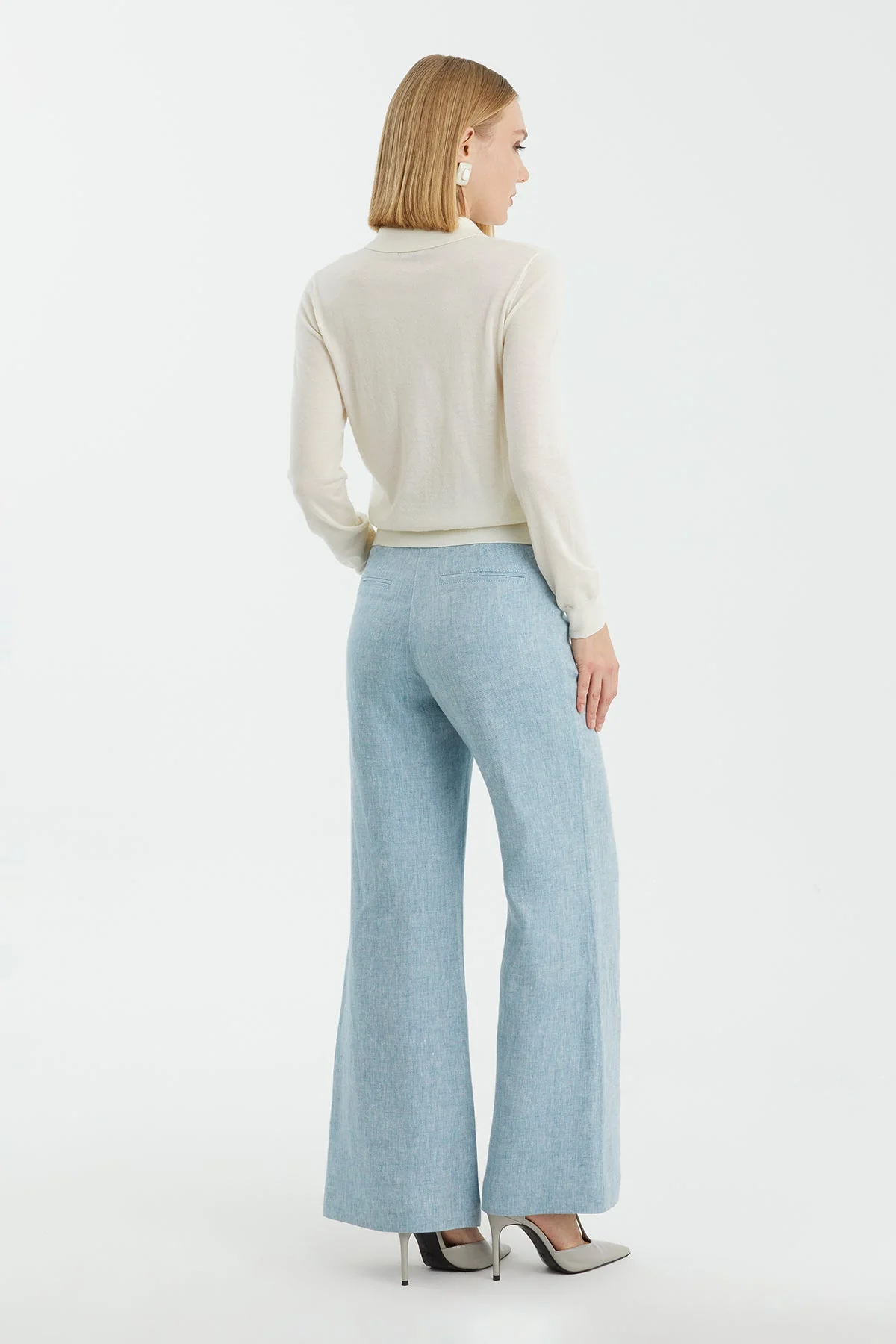 White Cashmere Polo Neck Knit - Image 3