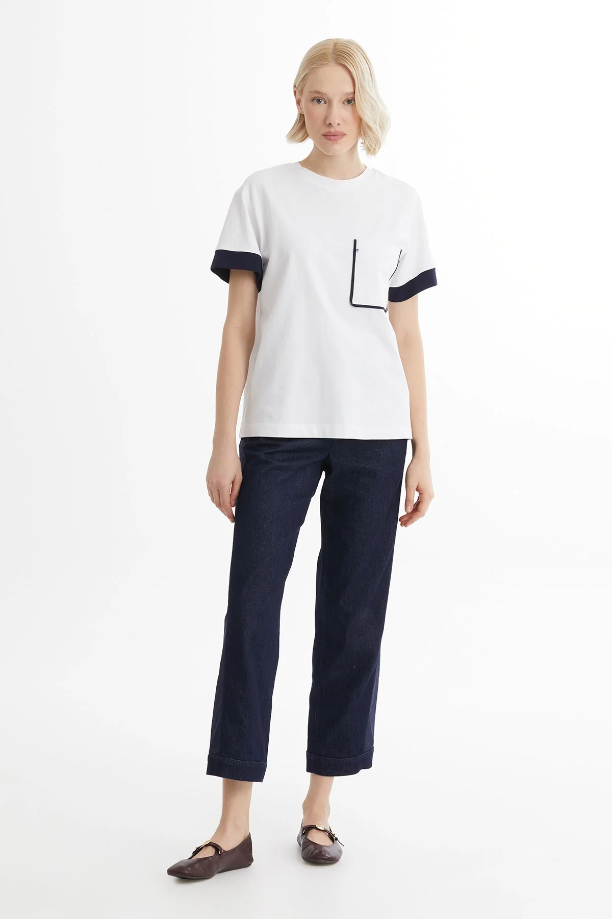 White Embroidered Detail T-Shirt