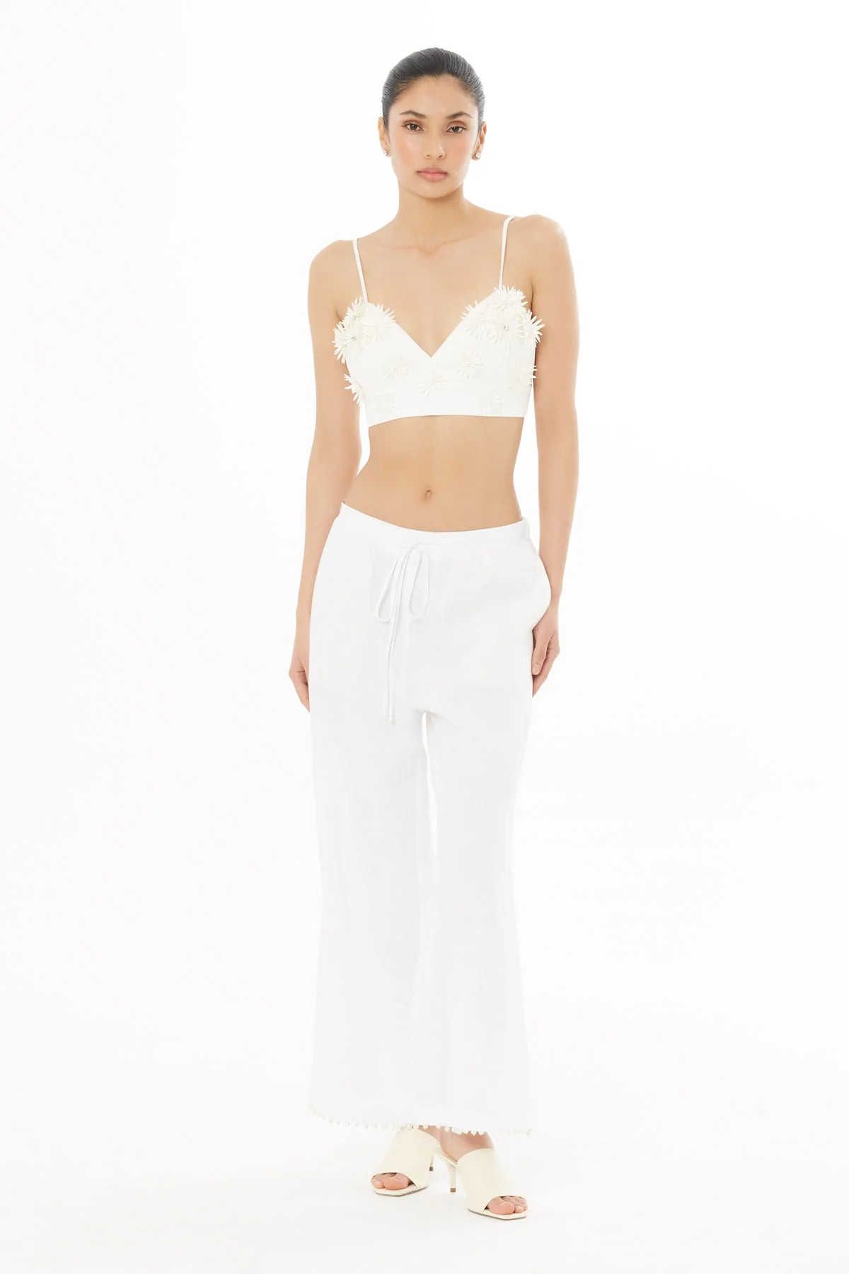 White Floral Strap Bustier