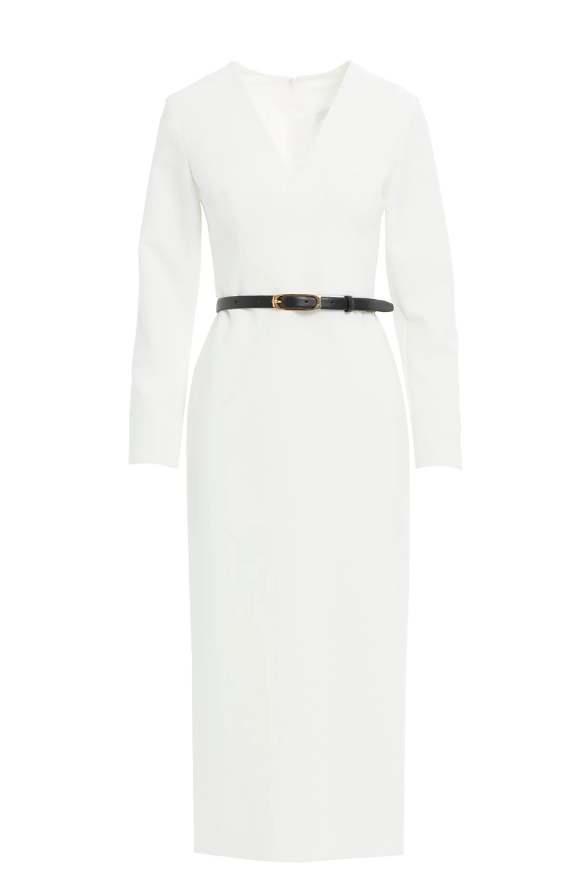 White Midi V-Neck Dress
