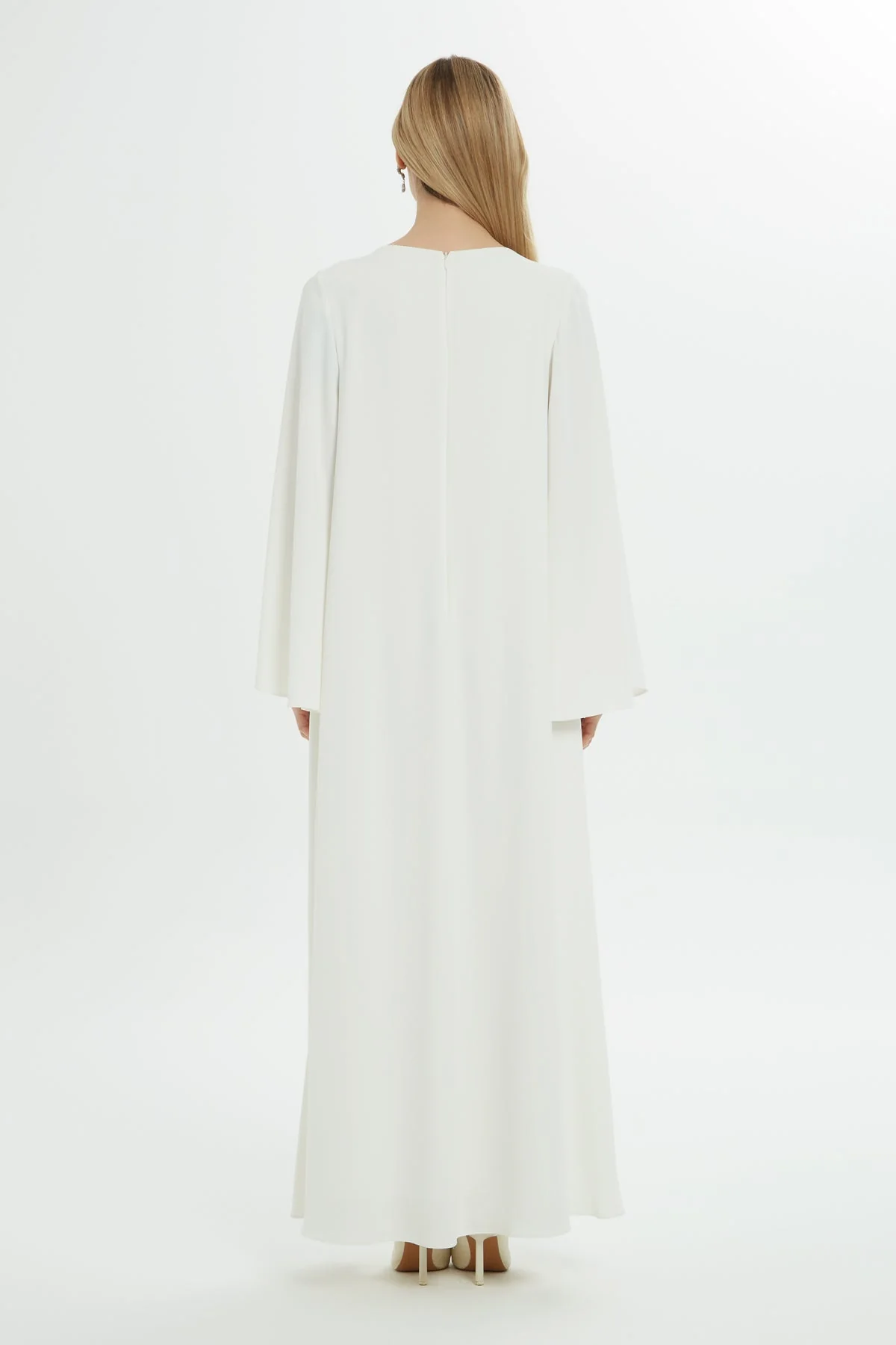 Window Detail Stone Embroide Long Off Dress - Image 5