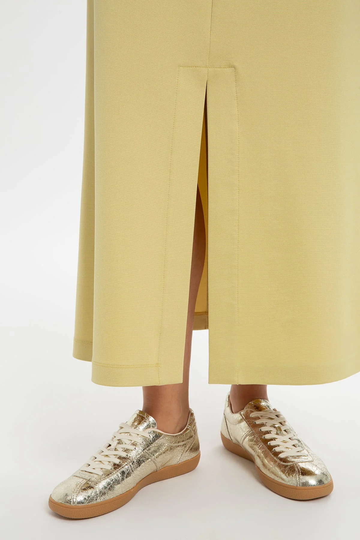 Yellow Slit-Detail Midi Skirt - Image 2